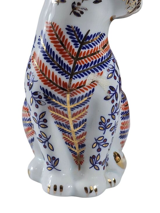 Vintage Cat Figurine Japanese Imari Neko Floral Hand painted Porcelain gold foil - Picture 8 of 9